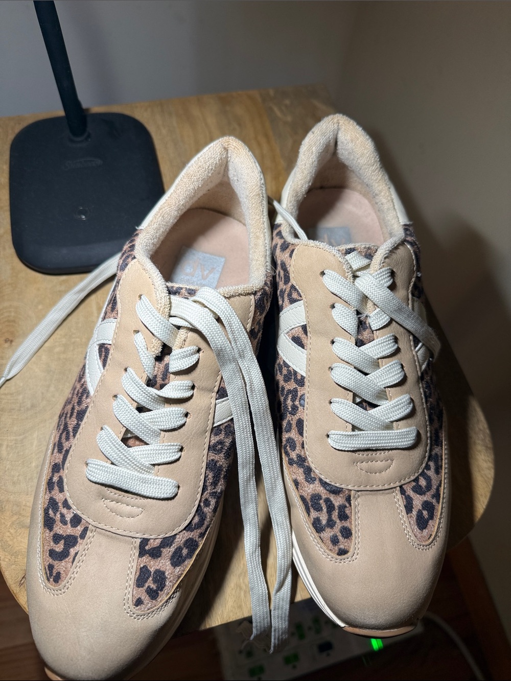 Dolce Vita Beige and Leopard-Print Women's Sneakers Size 10